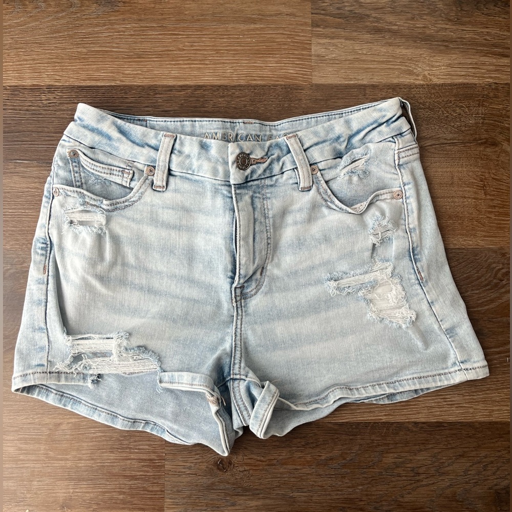 American Eagle Outfitters Ripped Light Blue Jean Shorts